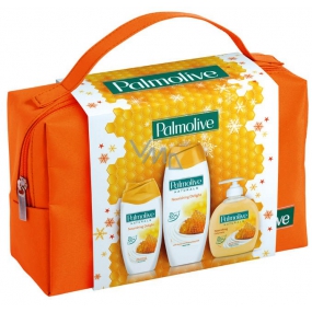 Palmolive Naturals Milk & Honey Mléko a Med pěna do koupele 500 ml + Naturals Milk & Honey sprchový gel 250 ml + Naturals Milk & Honey tekuté mýdlo 300 ml + kosmetická taštička, kosmetická sada