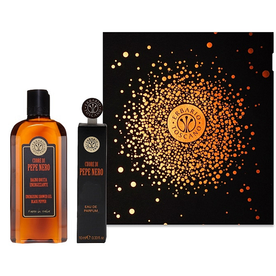 Erbario Toscano Černý pepř sprchový gel 125 ml + parfémovaná voda pro muže 7,5 ml, luxusní kosmetická sada