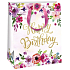 Ditipo Dárková papírová taška 26,4 x 13,6 x 32,7 cm bílá, s květy Happy QAB Glitter
