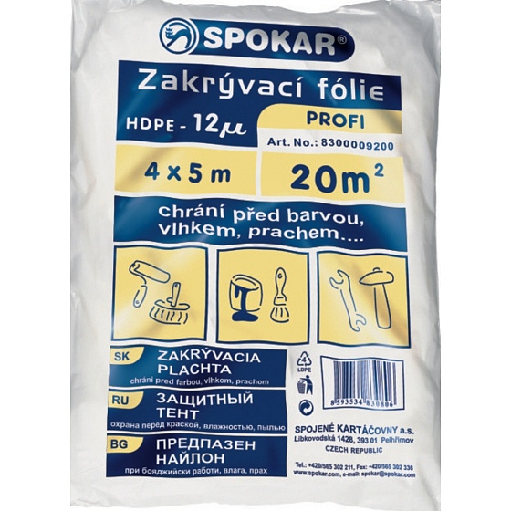 Spokar Profi Zakrývací fólie HDPE,12 µ, 50 m?, 4 × 12,5 m