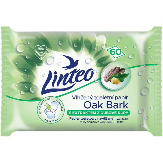 Linteo papier toaletowy nawilżany z ekstraktem z kory dębu, 60 sztuk