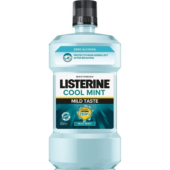 Listerine Cool Mint Mild ústní voda s esenciálními oleji bez alkoholu 500 ml
