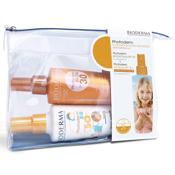 Bioderma Photoderm Bronz SPF30+ olej na opalování sprej 200 ml + Kids SPF50+ voděodolný sprej na opalování 200 ml