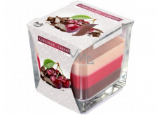 Bispol Chocolate & Cherry - Čokoláda a višeň tříbarevná vonná svíčka sklo, doba hoření 32 hodin 170 g