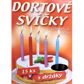 Świeczki tortowe z uchwytami czarne 15 sztuk