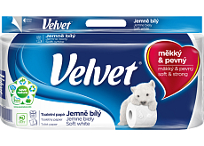 Velvet Soft White 3-warstwowy papier toaletowy, 8 rolek, 18,3 m rolka