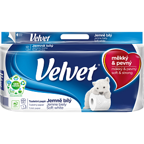 Velvet Soft White 3-warstwowy papier toaletowy, 8 rolek, 18,3 m rolka