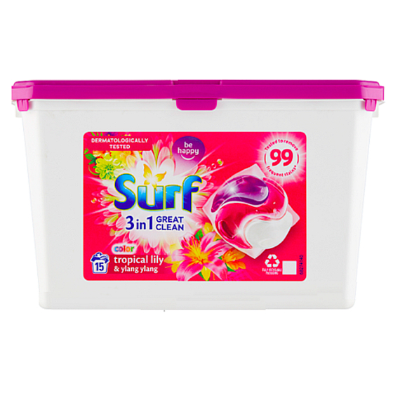Surf Color Tropical Lily & Ylang Ylang gelové kapsle na praní barevného prádla 15 dávek 318 g