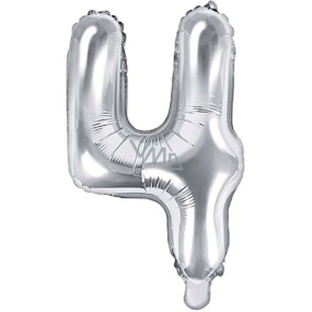 Ditipo Balon foliowy nafukovací číslo 4 srebrny 35 cm 1 sztuka