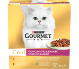 Purina Gourmet Gold dla kotów, wołowina z kurczakiem, królik z wątróbką, ryba ze szpinakiem, kaczka z indykiem, 8x85 g