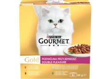 Purina Gourmet Gold dla kotów, wołowina z kurczakiem, królik z wątróbką, ryba ze szpinakiem, kaczka z indykiem, 8x85 g