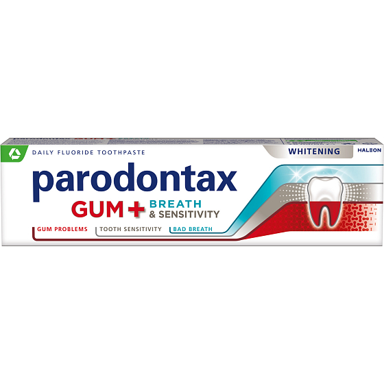 Parodontax Gum + Breath & Sensitivity Whitening pasta do zębów z fluorem, 75 ml