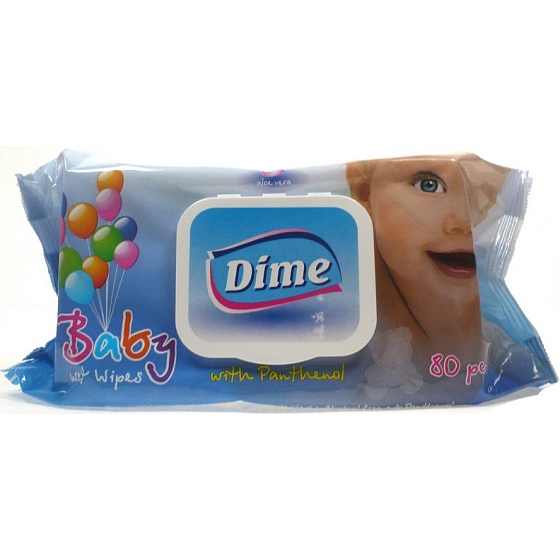 Dime Baby Wet Wipes Vlhčené ubrousky s klipem 80 kusů