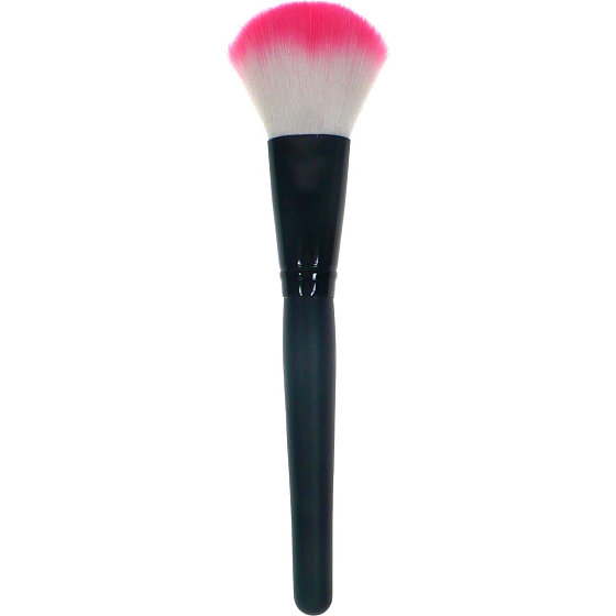 Kosmetický štětec se syntetickými štětinami na pudr černý s bílo-růžovou špičkou 19 cm
