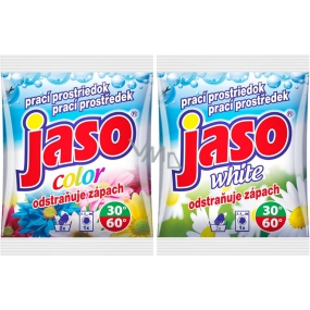 Jaso Color prací prostředek na barevné prádlo 80 g + White prací prostředek na bílé prádlo 80 g Jaso Color prací prostředek na barevné prádlo 80 g + White prací prostředek na bílé prádlo 80 g