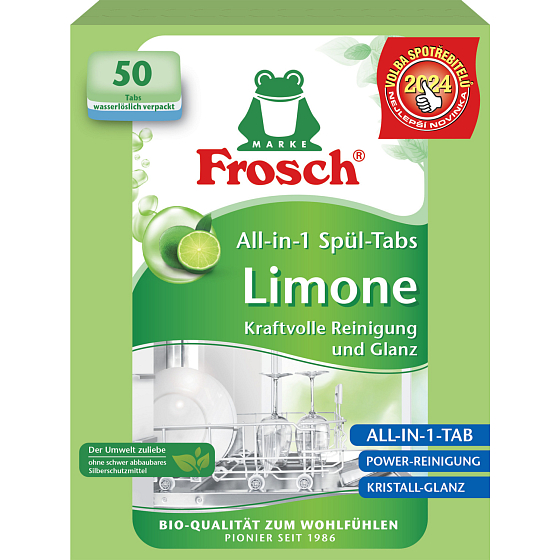 Frosch Eko All-in-1 Cytrynowe tabletki do zmywarki, 50 sztuk