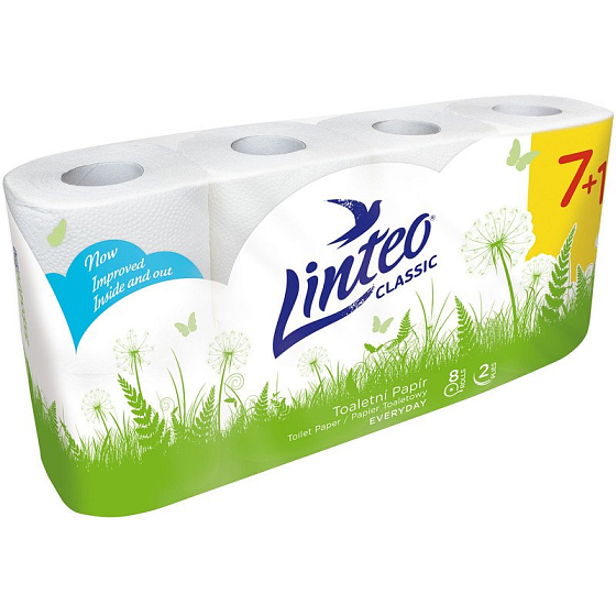 Linteo Classic toaletní papír 2 vrstvý bílý 15 m, 8 kusů