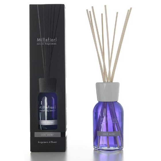 Millefiori Milano Natural Cold Water - Zimna woda Difuzor 250 ml + 8 patyczków o długości 30 cm do średniej wielkości pomieszczeń wytrzyma minimum 3 miesiące