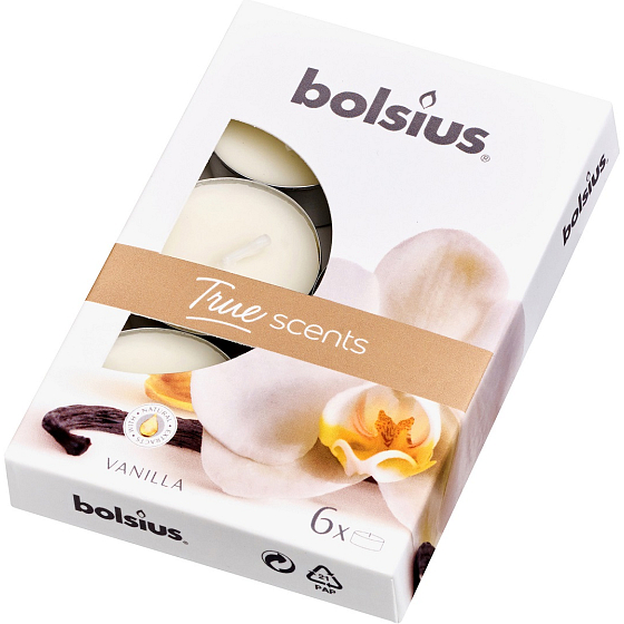 Bolsius Aromatic Vanille - Vanilka vonné čajové svíčky 6 kusů, doba hoření 4 hodiny
