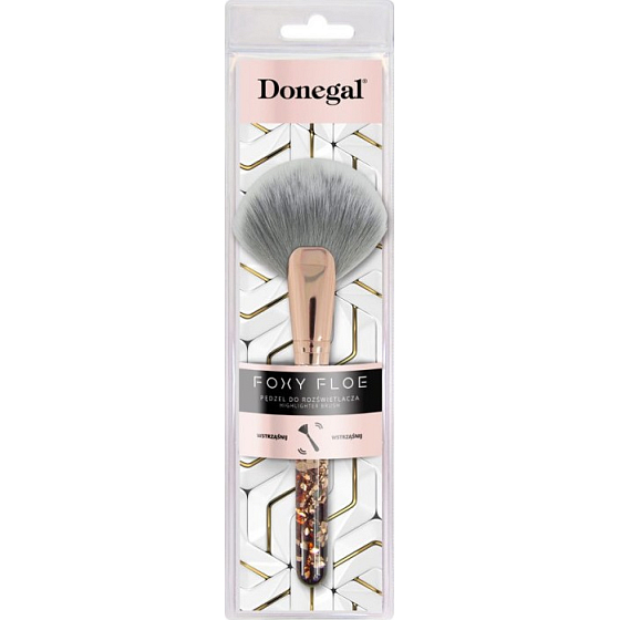Donegal Foxy Floe Highlighter Brush kosmetický štětec se syntetickými sametovými štětinami na rozjasňovač 17 cm