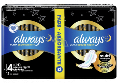 Always Ultra Secure Night Protection podpaski higieniczne z skrzydełkami 12 sztuk