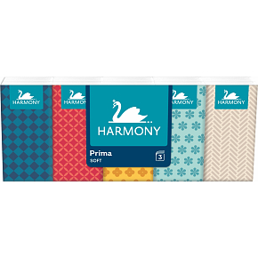 Harmony Prima 3-warstwowe chusteczki papierowe, 10 × 10 sztuk