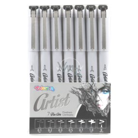 Colorino Artist fineliner zestaw pisaków do szkicowania 7 sztuk, różne końcówki