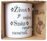 Bohemia Gifts Keramický hrnek s potiskem Życie jest niepewne. Śnieg najpierw mącznik 350 ml