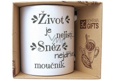 Bohemia Gifts Keramický hrnek s potiskem Życie jest niepewne. Śnieg najpierw mącznik 350 ml