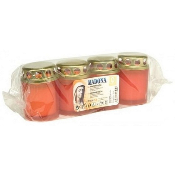 Madona Cmentarzowa świeczka bedronka lisowana czerwona 15 godzin 4 x 55 g