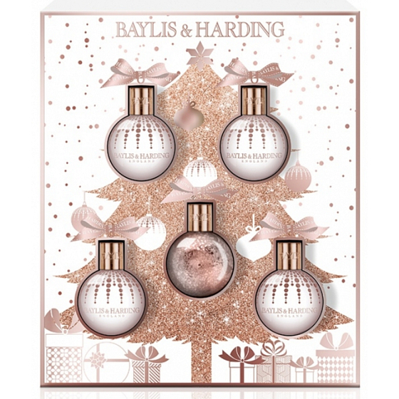 Baylis & Harding Jojoba, Hedvábí a Mandlový olej tělové tekuté mýdlo 100 ml + sprchový gel 2 x 100 ml + mléko na tělo a ruce 2 x 100 ml, kosmetická sadaozdoby