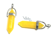 Avanturin žlutý kyvadlo šestihran přívěsek přírodní kámen 41 x 13 mm, kámen štěstí