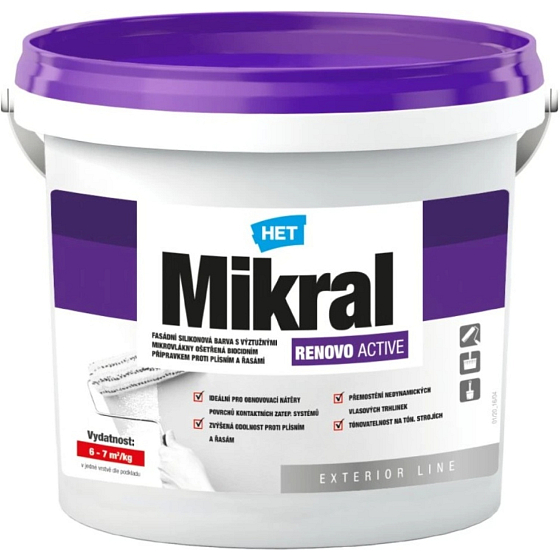 Het Mikral Renovo Active silikonowa farba elewacyjna, biała 3 kg