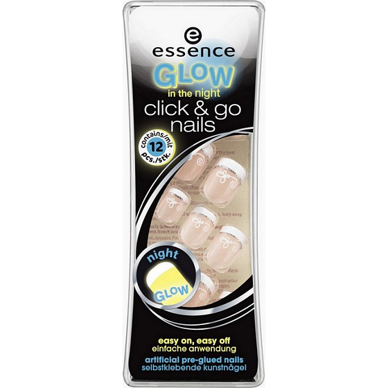 Essence Click & Go Nails Glow In The Night umělé nehty 01 Go, Go, Glow! 12 kusů