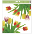 Okenní fólie bez lepidla rohová Tulipány žluté s glitry 30 x 33,5 cm