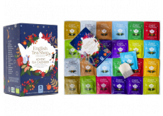 English Tea Shop Bio Adventní kalendář modrý 24 kusů bioodbouratelných pyramidek čaje, 13 příchutí, 50 g, dárková sada
