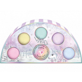 Baylis & Harding Beauticology Unicorn šumivá koule do koupele 5 x 100 g + sůl do koupele 50 g, kosmetická sada pro děti
