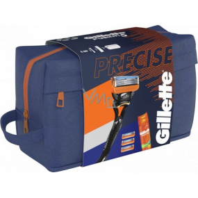 Gillette Fusion5 Precise holící strojek 1 kus + náhradní hlavice 4 kusy + Fusion5 Sensitive gel na holení 200 ml + etue, kosmetická sada pro muže Gillette Fusion5 Precise holící strojek 1 kus + náhradní hlavice 4 kusy + Fusion5 Sensitive gel na holení 200 ml + etue, kosmetická sada pro muže