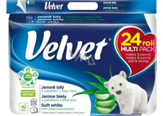 Velvet Soft White 3vrstvý toaletní papír, 24 rolí, 18,3 m role
