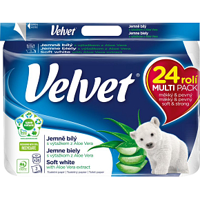 Velvet Soft White 3vrstvý toaletní papír, 24 rolí, 18,3 m role
