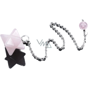 Różowy Merkaba wahadło wisiorek z naturalnego kamienia 21 x 21 x 21 mm, kamień miłości