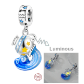 Charm Srebrny 925 Luminozny - Znak zodiaku Wodnik, zawieszka na bransoletkę