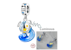 Charm Srebrny 925 Luminozny - Znak zodiaku Wodnik, zawieszka na bransoletkę