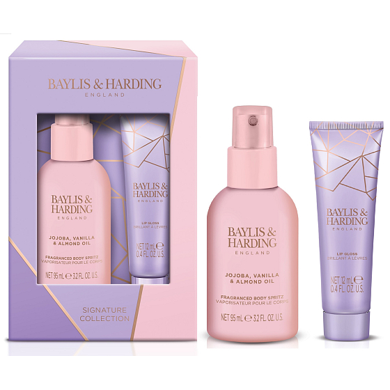 Baylis & Harding Jojoba a Vanilka tělový sprej 95 ml + balzám na rty 12 ml, kosmetická sada pro ženy