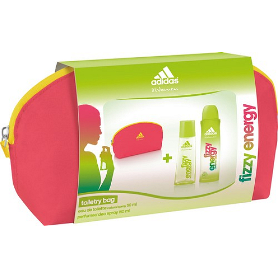 Adidas Fizzy Energy toaletní voda 50 ml + deodorant sprej 150 ml + toaletní taška, dárková sada