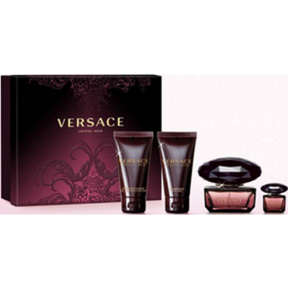 Versace Crystal Noir toaletní voda 50 ml + sprchový gel 50 ml + tělové mléko 50 ml + toaletní voda 5 ml, dárková sada
