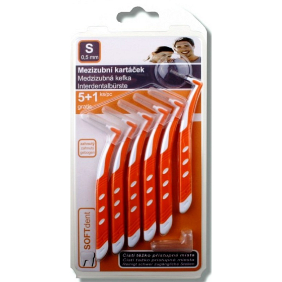 Soft Dent mezizubní kartáček zahnutý S 0,5 mm 6 kusů
