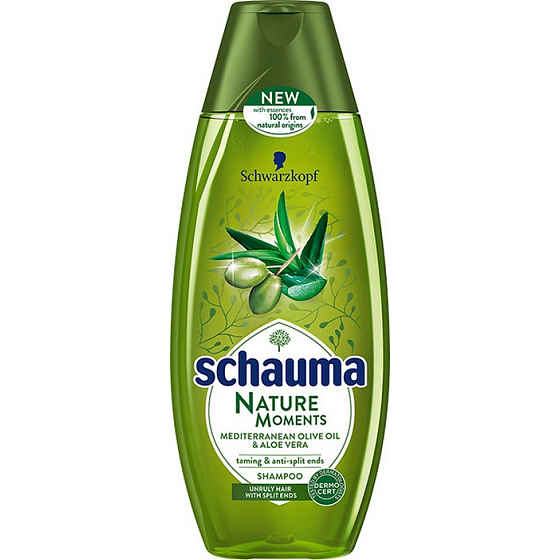 Schauma Nature Moments Středomořský olivový olej a Aloe Vera regenerační proti třepení konečků šampon na vlasy 400 ml