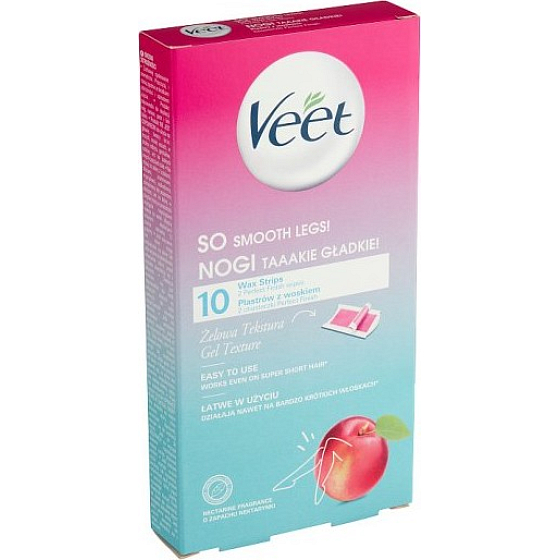 Veet Woskowe paski do depilacji z żelową teksturą i nektarynką 10 sztuk