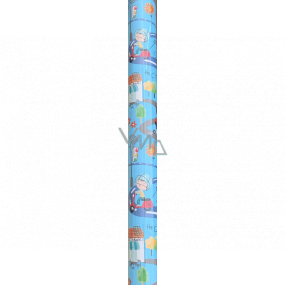Nekupto Dárkový balicí papír 70 x 150 cm Modrý s autíčky pro děti
